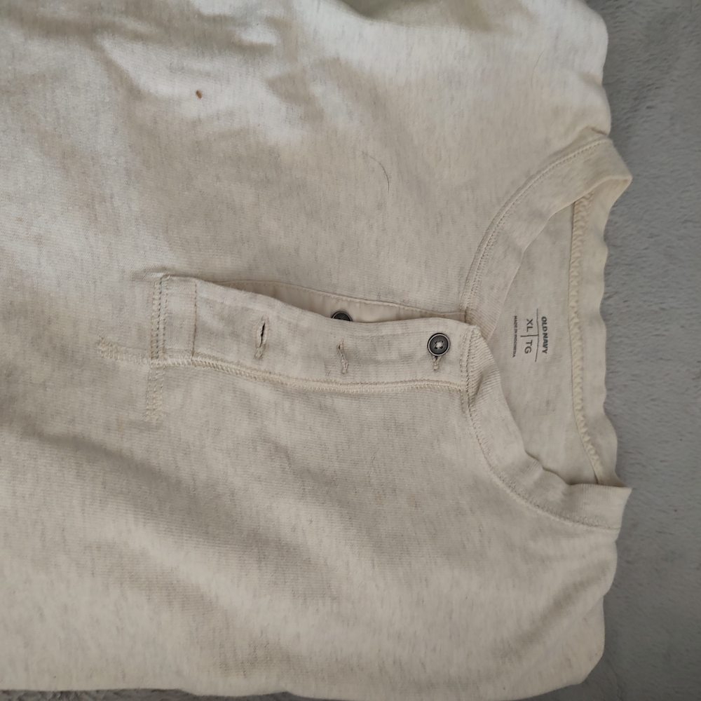 Cream Henley Button Sweatshirt